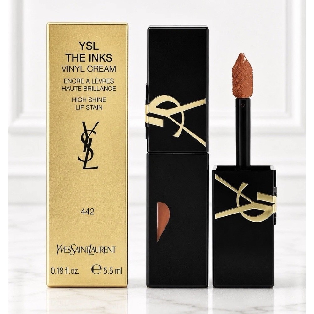 YSL The Inks Vinyl Cream 442 Cappuccino Kiss High Shine Lip Stain 5.5ml NIB RARE